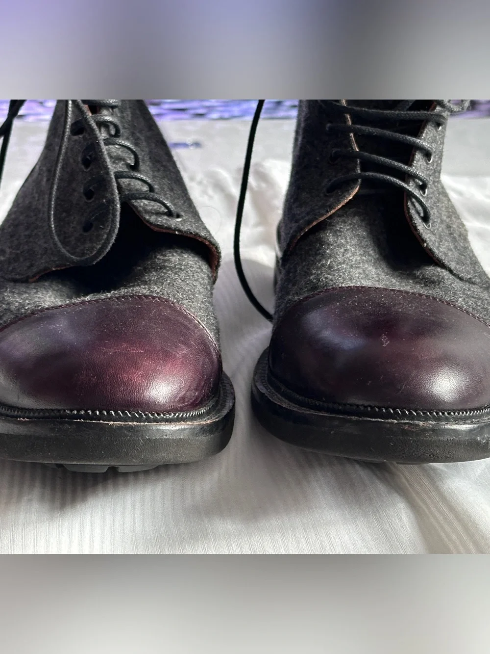 TAFT Heritage Wool Chukka Boots Oxblood Cap Toe Commando Sole EU 43lace up boots